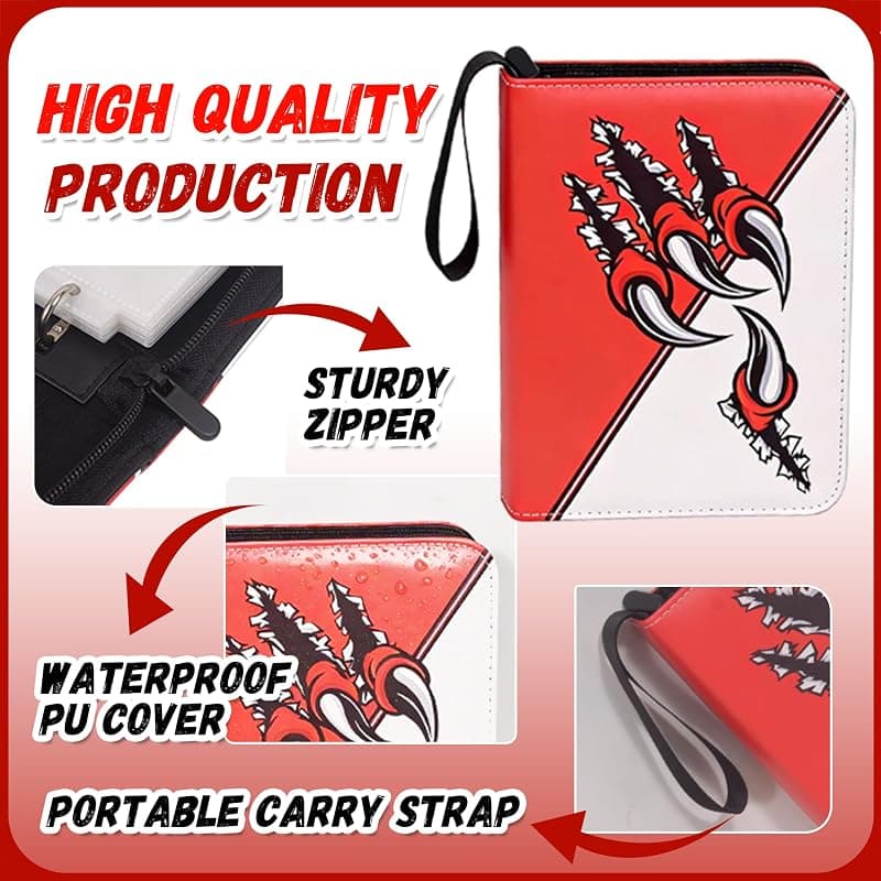 Trading Card Binder 4 Pocket with 50 Removable Sleeves for Pokemon and Yu-Gi-Oh Card Storage and Protection — 2 of 5