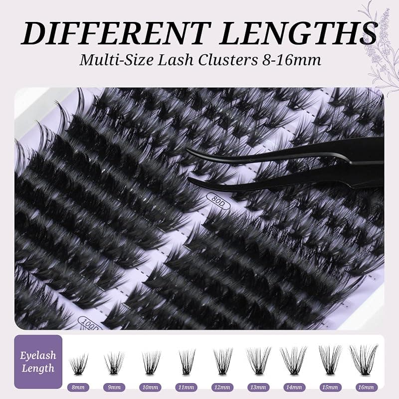 Nivselor Lash Clusters Kit Fluffy Eyelash Clusters Dramatic Left and Right Individual DIY Eyelash Extensions with Natural Looking Volume — 4 of 5