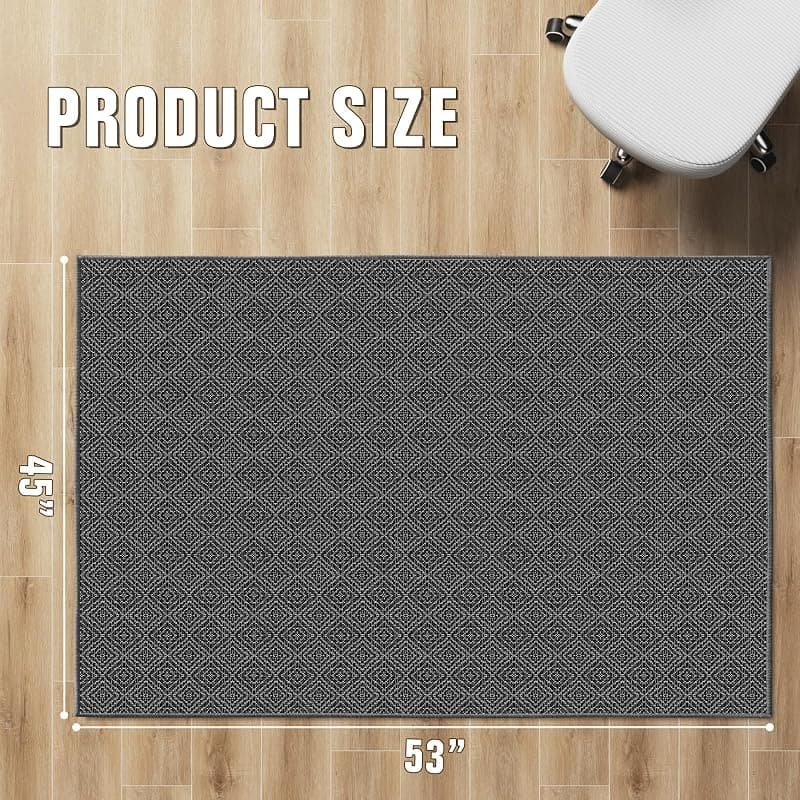 KMAT Office Chair Mat 45x53in Heavy Duty Hardwood Tile Floor Protector for Rolling Chairs, Work, Study, Office, Black — 2 of 5