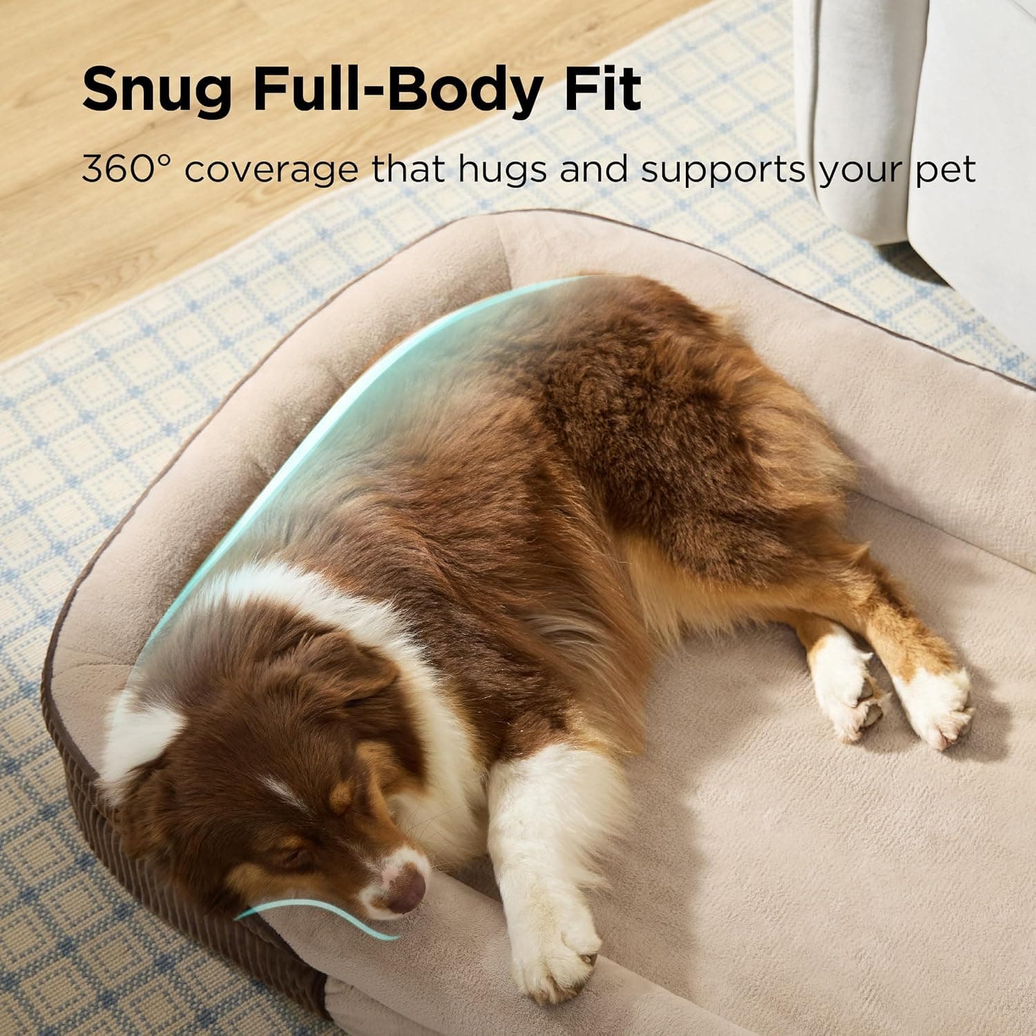 360-Degree Oval Bolster Orthopedic Dog Bed with 35-Inch Supportive Sleeping Surface, Plush Edge Cushioning and Premium Pressure-Relieving Foam — 4 of 5