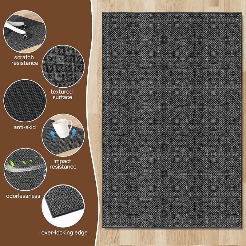 KMAT Office Chair Mat 45x53in Heavy Duty Hardwood Tile Floor Protector for Rolling Chairs, Work, Study, Office, Black — 4 of 5