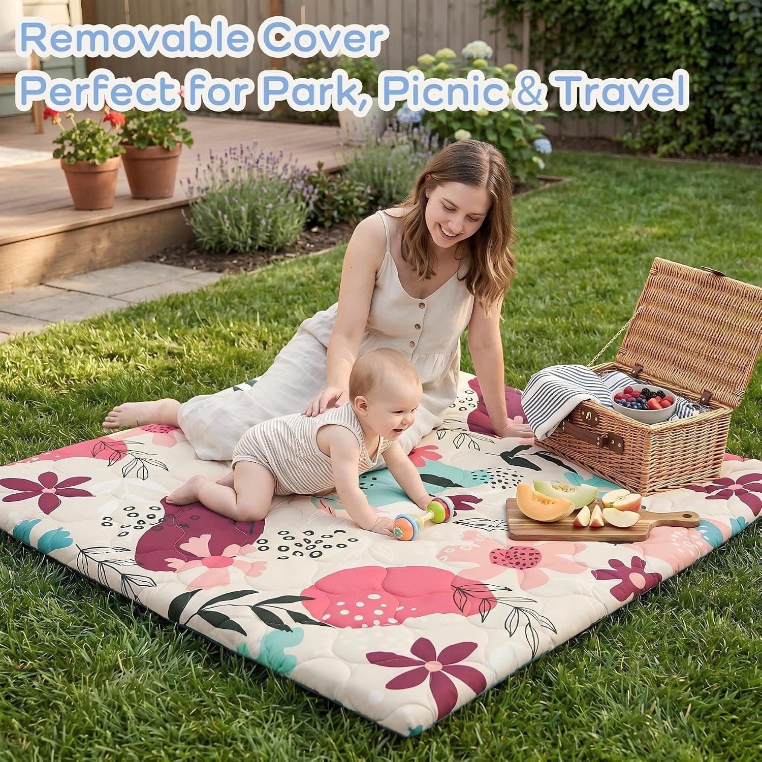 Extra Thick 1.6 Inch Baby Play Mat with Generous 50x50 Inch Dimensions for Safe Floor Play, Comfortable Crawling Practice and Soft Tummy Time — 5 of 5