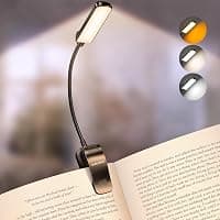 Glocusent USB Rechargeable Book Light with 3 Color Modes, 13 Premium LEDs, Extended 2.76 Inch Lamp Head and Flicker Free Eye Care Reading Illumination