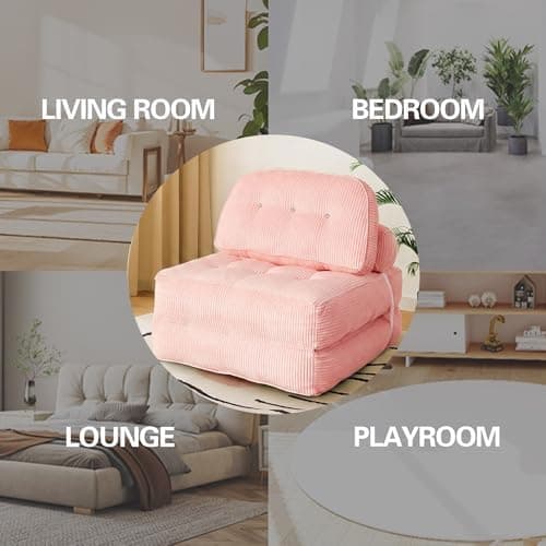 Futon Sofa Bed Chair Convertible Sleeper for Small Spaces with No Assembly Required, Space-Saving Design and Breathable Sweat-Wicking Fabric — 4 of 5