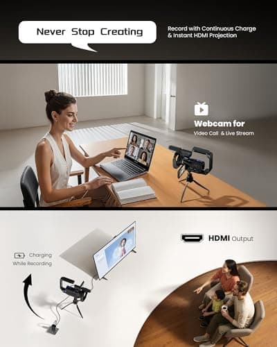 5K Video Camera Camcorder UHD 64MP Vlogging Camera with 3 Inch 270 Degree Rotatable Touch Screen IR Night Vision 16X Zoom WiFi and External Microphone — 2 of 5