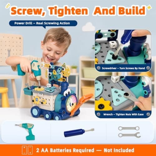 STEM Toys for Kids Ages 3-8 190PCS Train Building Set with Toy Drill, Educational Construction Creative Toy and Learning Gift — 2 of 5