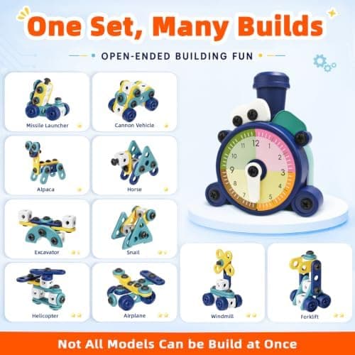 STEM Toys for Kids Ages 3-8 190PCS Train Building Set with Toy Drill, Educational Construction Creative Toy and Learning Gift — 3 of 5