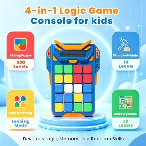 4-in-1 Logic Game Console for Kids Ages 3+ Educational Handheld Electronic Puzzle Toy with Multiple Modes and Interactive Play — 5 of 5