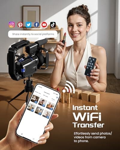 5K Video Camera Camcorder UHD 64MP Vlogging Camera with 3 Inch 270 Degree Rotatable Touch Screen IR Night Vision 16X Zoom WiFi and External Microphone — 3 of 5