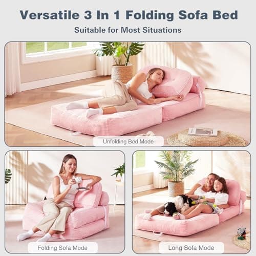 Futon Sofa Bed Chair Convertible Sleeper for Small Spaces with No Assembly Required, Space-Saving Design and Breathable Sweat-Wicking Fabric — 3 of 5