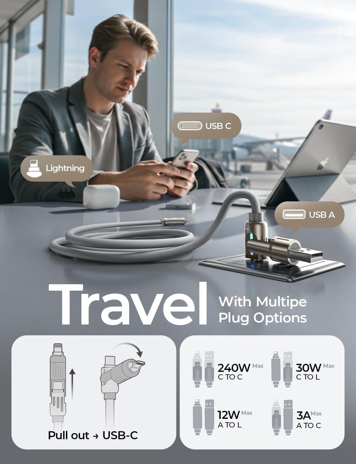 USB-C to Lightning Chubby 240W 6.6ft Charging Cable with Fast Charging Support, Durable Braided Cord Design and Universal Smartphone Compatibility — 5 of 5