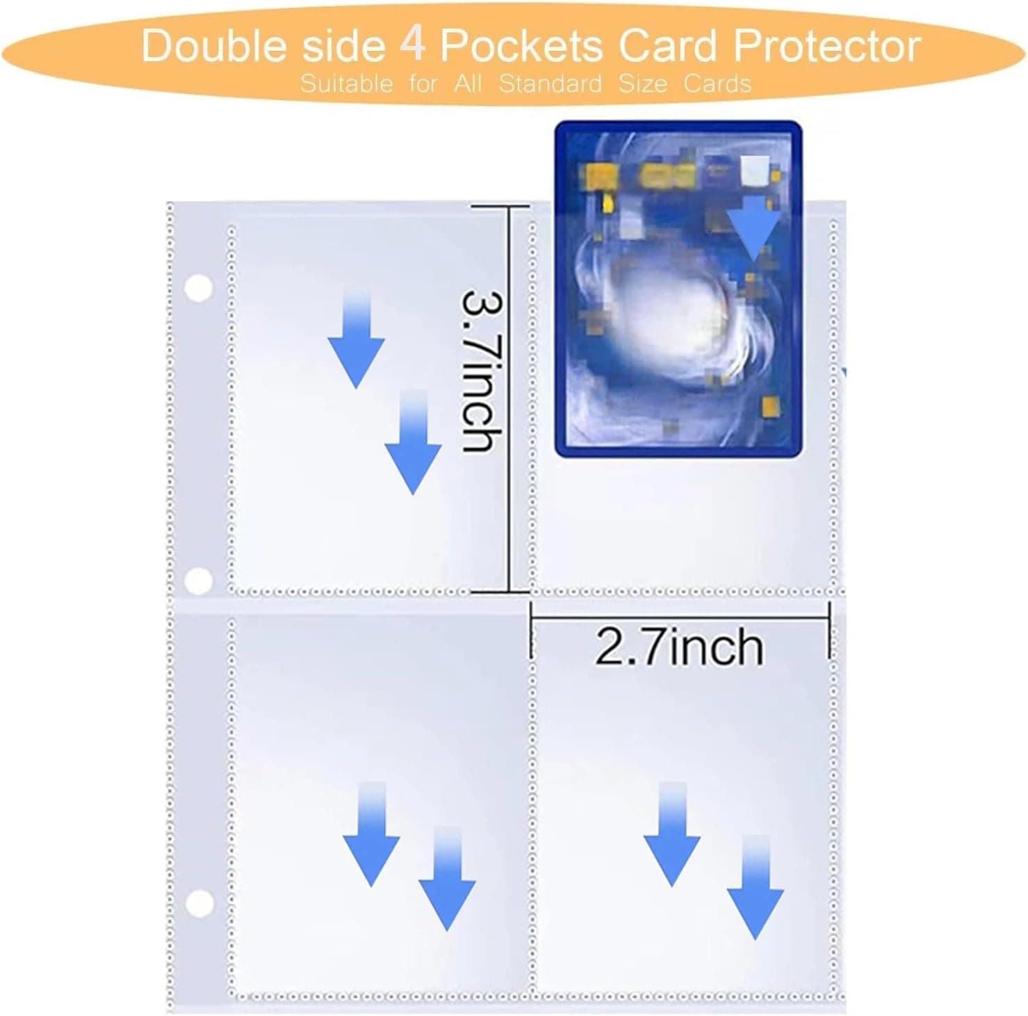 Trading Card Binder 4-Pocket with 400-Card Capacity, Durable PU Leather Cover, Side-Loading Sleeves and Protective Zipper Closure for Collectors — 3 of 5