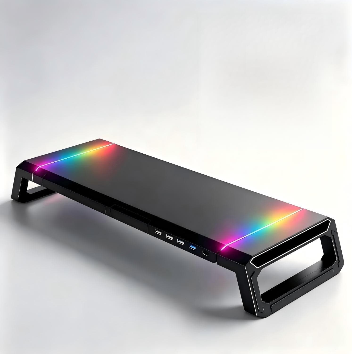 Computer Monitor Stand Riser with Storage Drawer USB Hub RGB Lighting Ergonomic Desk Organizer Desktop Shelf for Laptop and PC Accessories — 2 of 5