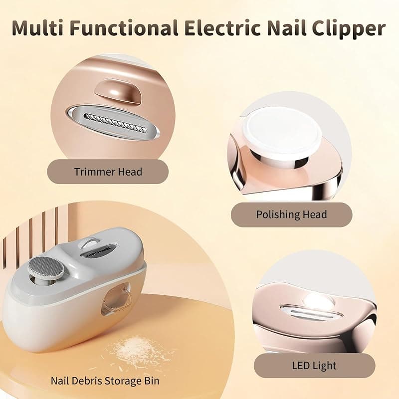 Electric Nail Clipper 3-Speed Electric Nail Trimmer with Digital Display Screen for Safe Automated Trimming and Easy Grooming — 3 of 5