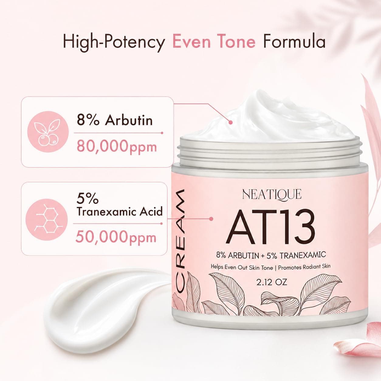 Arbutin 8% and Tranexamic Acid 5% Face Cream 2 fl oz Advanced Brightening Formula for Dark Spots and Uneven Skin Tone with Gentle Daily Hydration — 2 of 5
