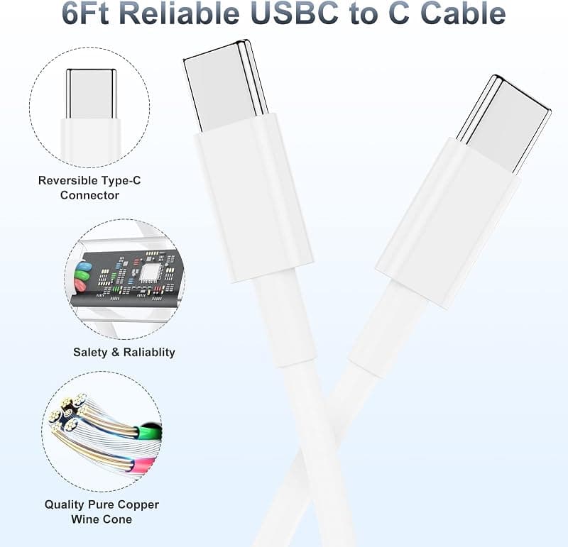 iPhone 16 15 Fast Charger 20W USB C Charging Block with 6ft Type C to C Cable Cord, Wall Plug Power Adapter Cube for Apple iPhone and iPad — 3 of 5