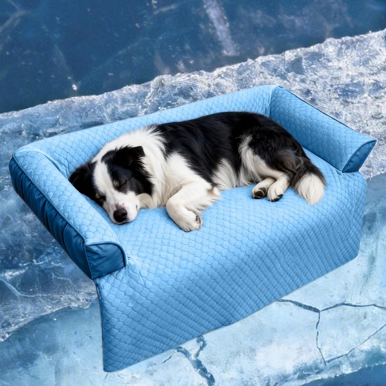 Cooling Dog Bed Mat with Bolster Pillow and Breathable Fabric, Self-Cooling Technology, Washable Cover, Portable Travel Pad for Pets — 2 of 5