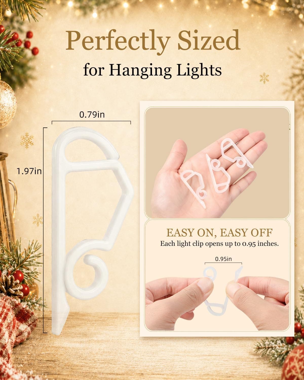 Christmas Light Gutter Clips 120 Pack for Hanging Outdoor String Lights Securely on Roofs, Eaves, Shingles, and Gutters Throughout the Holiday Season — 3 of 5