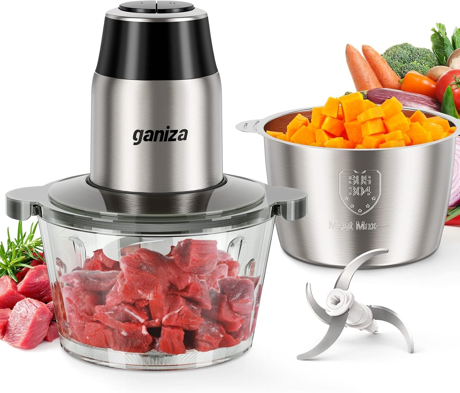 GANIZA Electric Food Processor with 2 Bowls and 450W Motor — 1 of 5