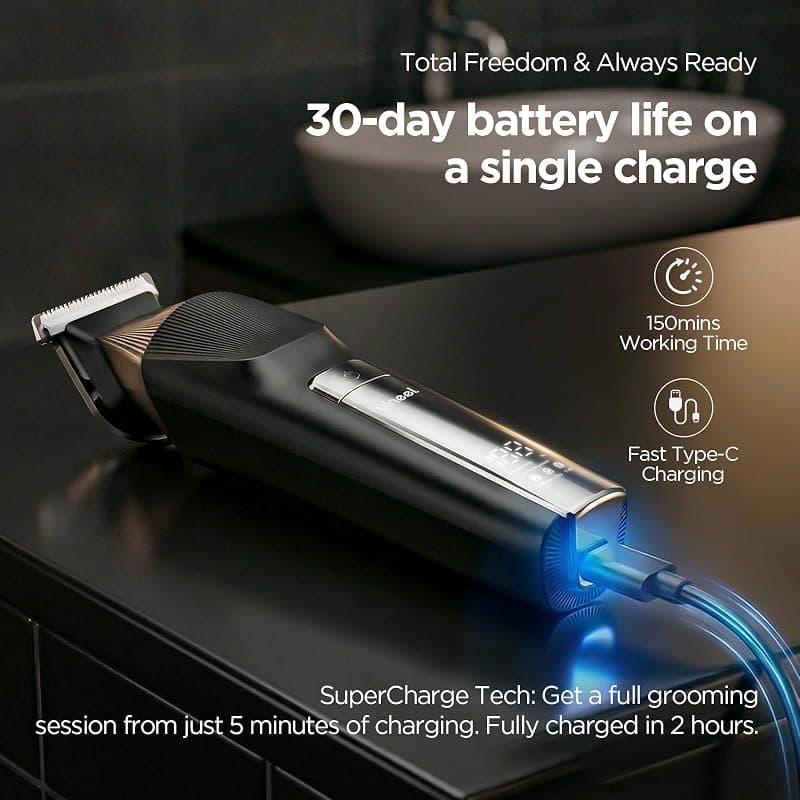 Yineel HC600 Beard Trimmer for Men All-in-One Cordless Grooming Kit Waterproof Electric Razor and Hair Clipper with Precision Blades — 4 of 5
