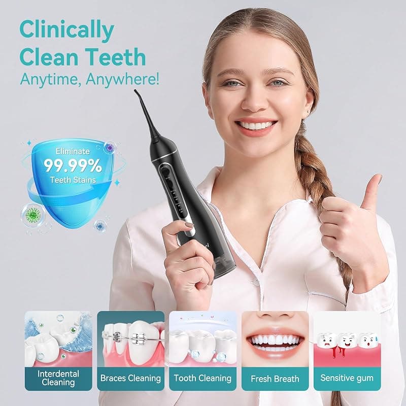 Water Dental Flosser Cordless Portable Electric Water Flosser with 300ML Capacity, 4 Modes, IPX7 Waterproof and Rechargeable Battery for Deep Cleaning — 5 of 5