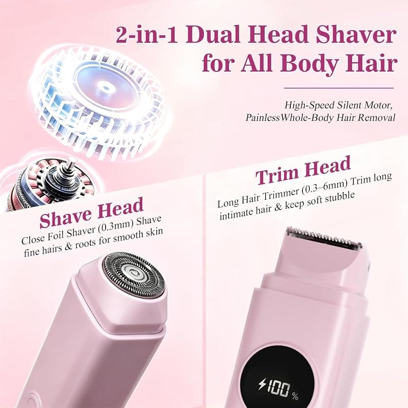 Bikini Trimmer for Women Waterproof Dual-Head Razor with LED Display and Precision Shaving Performance for Smooth Daily Grooming Care — 2 of 5