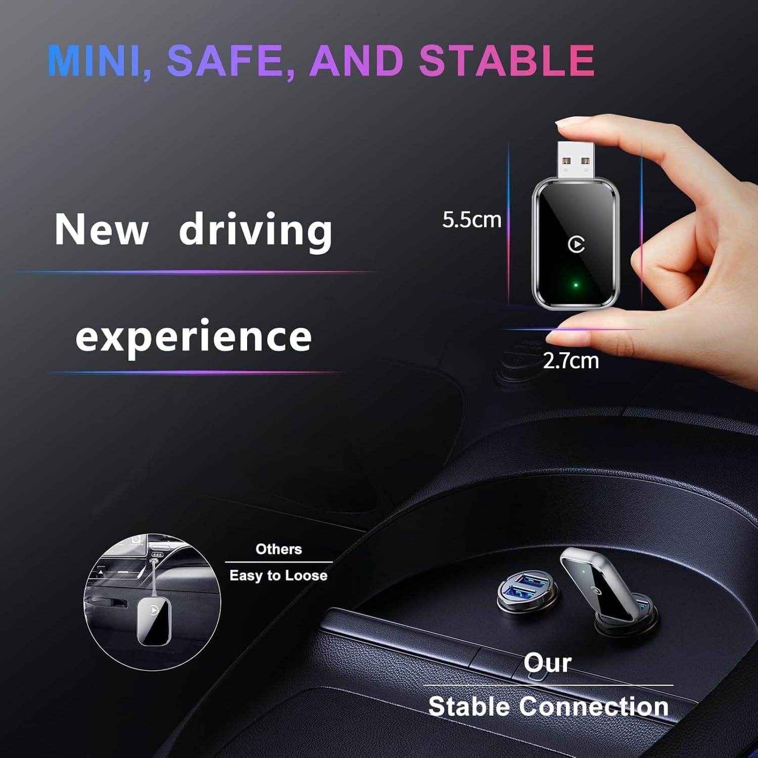 2026 Mini Wireless CarPlay Adapter for OEM Wired Cars 2016 and Newer with Plug-and-Play Setup, Fast Auto-Connect and Stable Bluetooth Connectivity — 5 of 5