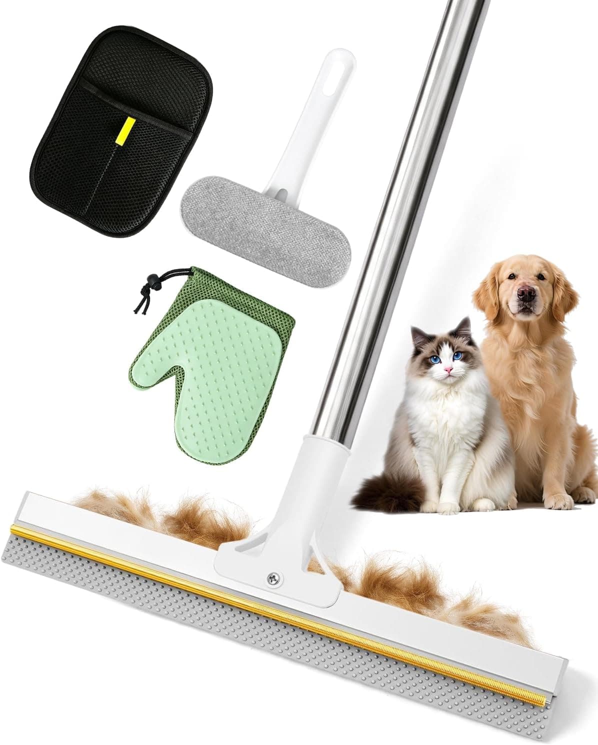 Carpet Rake for Pet Hair Removal Tool with Ergonomic Long Handle, Heavy Duty Metal Head, Multi-Surface Cleaning and Deep Fur Extraction — 2 of 5