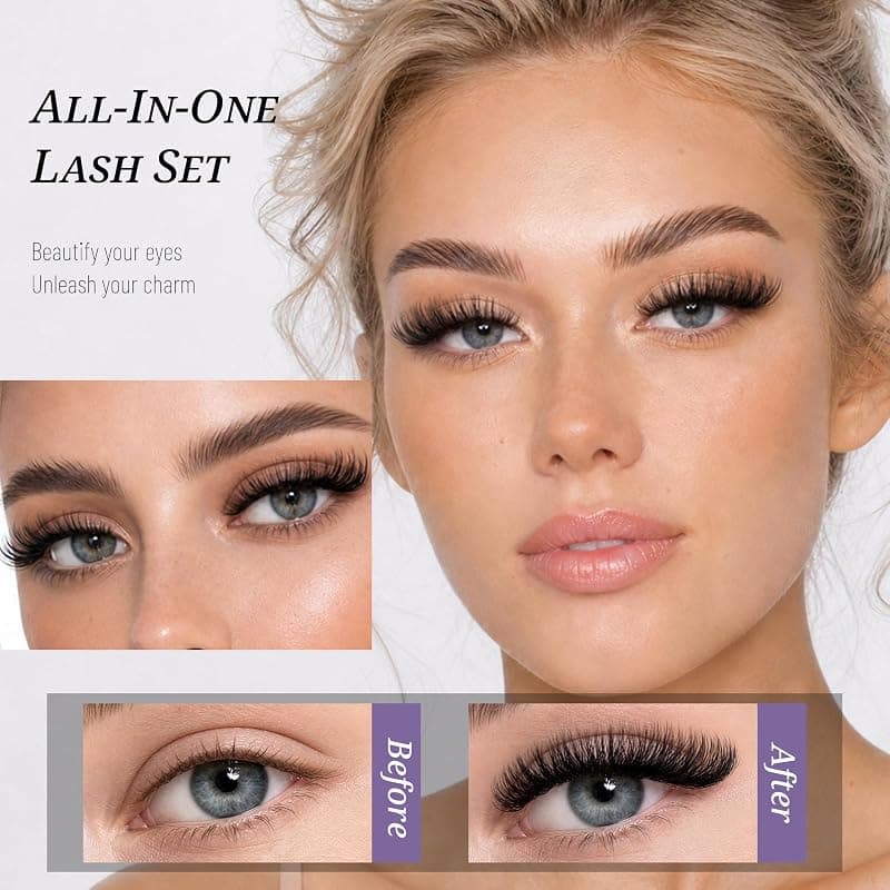Nivselor Lash Clusters Kit Fluffy Eyelash Clusters Dramatic Left and Right Individual DIY Eyelash Extensions with Natural Looking Volume — 2 of 5