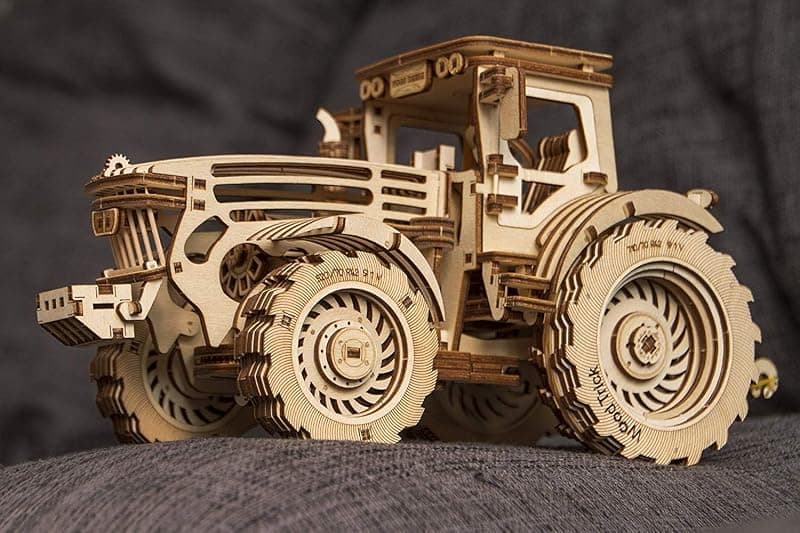 Wood Trick Tractor 3D Wooden Puzzle Kit for Adults to Build featuring Laser-Cut Mechanical Pieces and Moving Gear Mechanisms for Hobbyists — 4 of 5