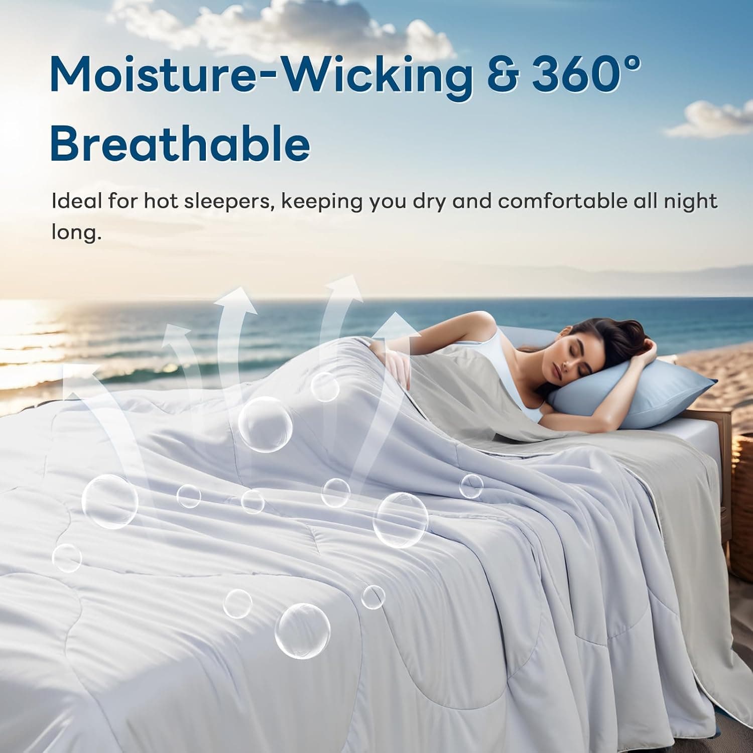 Cooling Comforter Queen 90 by 90 Inches Lightweight Breathable Bedding Blanket for Hot Sleepers Night Sweats Machine Washable All Season Grey — 5 of 5