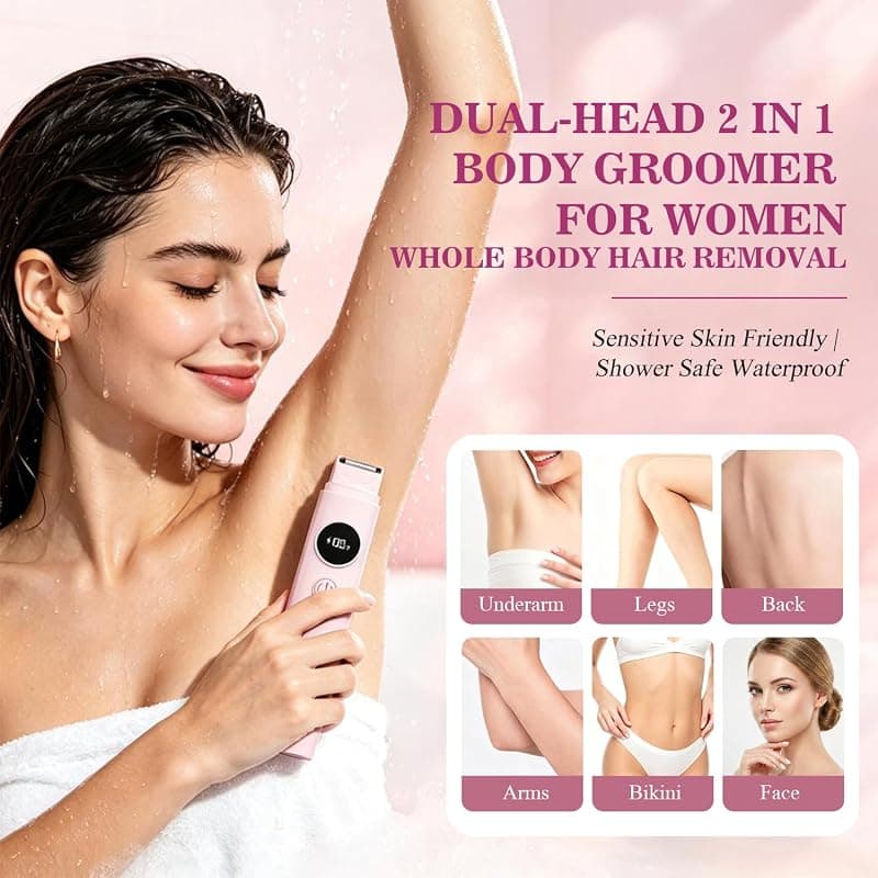 Bikini Trimmer for Women Waterproof Dual-Head Razor with LED Display and Precision Shaving Performance for Smooth Daily Grooming Care — 4 of 5