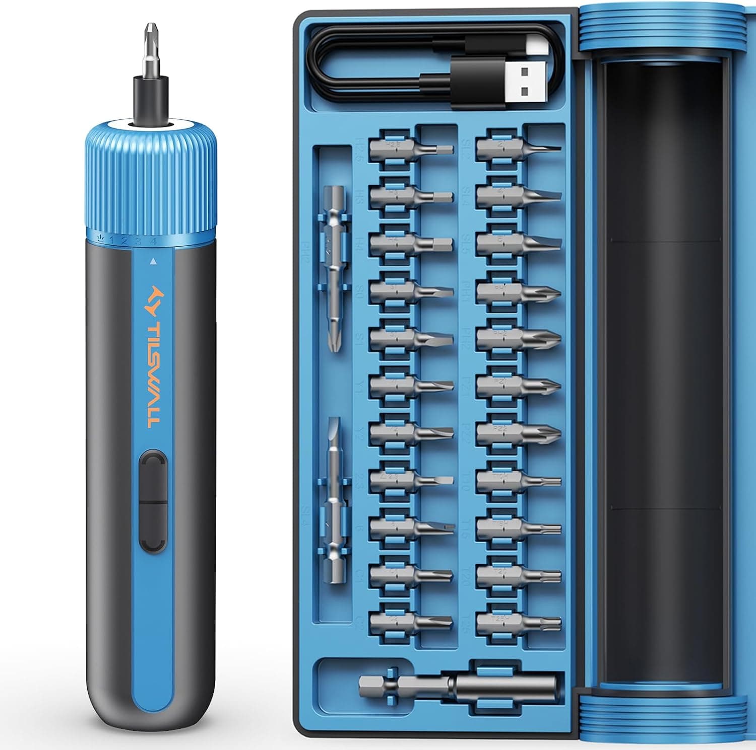 Tilswall 4V W122 Cordless Electric Screwdriver Featuring 10N.m High Torque, 260 RPM Speed, Lightweight Design and Rechargeable Battery Operation — 1 of 5