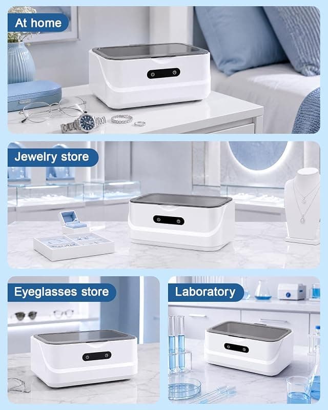 EXTAFIY Ultrasonic Jewelry Cleaner 48KHz Ultra Sonic Cleaning Machine with 40% Off Savings for Sparking Rings, Eyeglasses, Dentures and Watches — 5 of 5