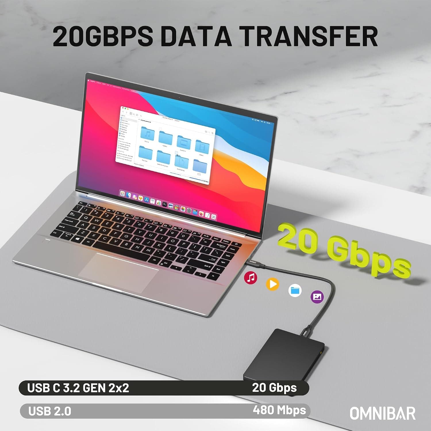 USB-C to USB-C Cable 3ft 240W Power Delivery Fast Charging, 20Gbps Data Transfer Speed, and Stunning 4K Video Support for All Modern Devices — 3 of 5