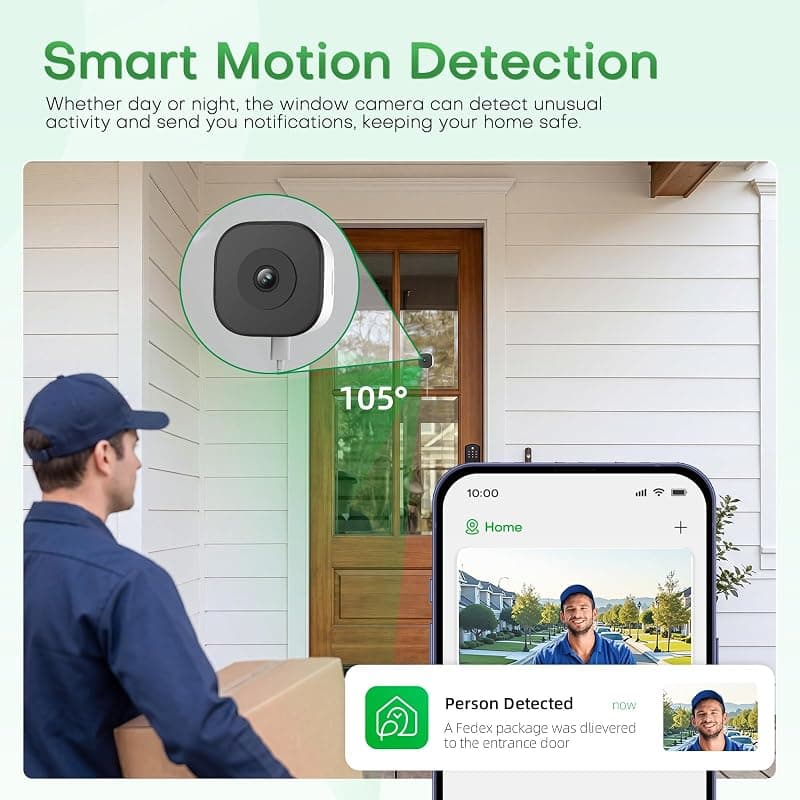 HomiQ 5MP 3K No Drill Window Security Camera with Color Night Vision, Dual-Band WiFi, Anti-Glare Glass, Motion Detection and 24/7 Recording — 4 of 5