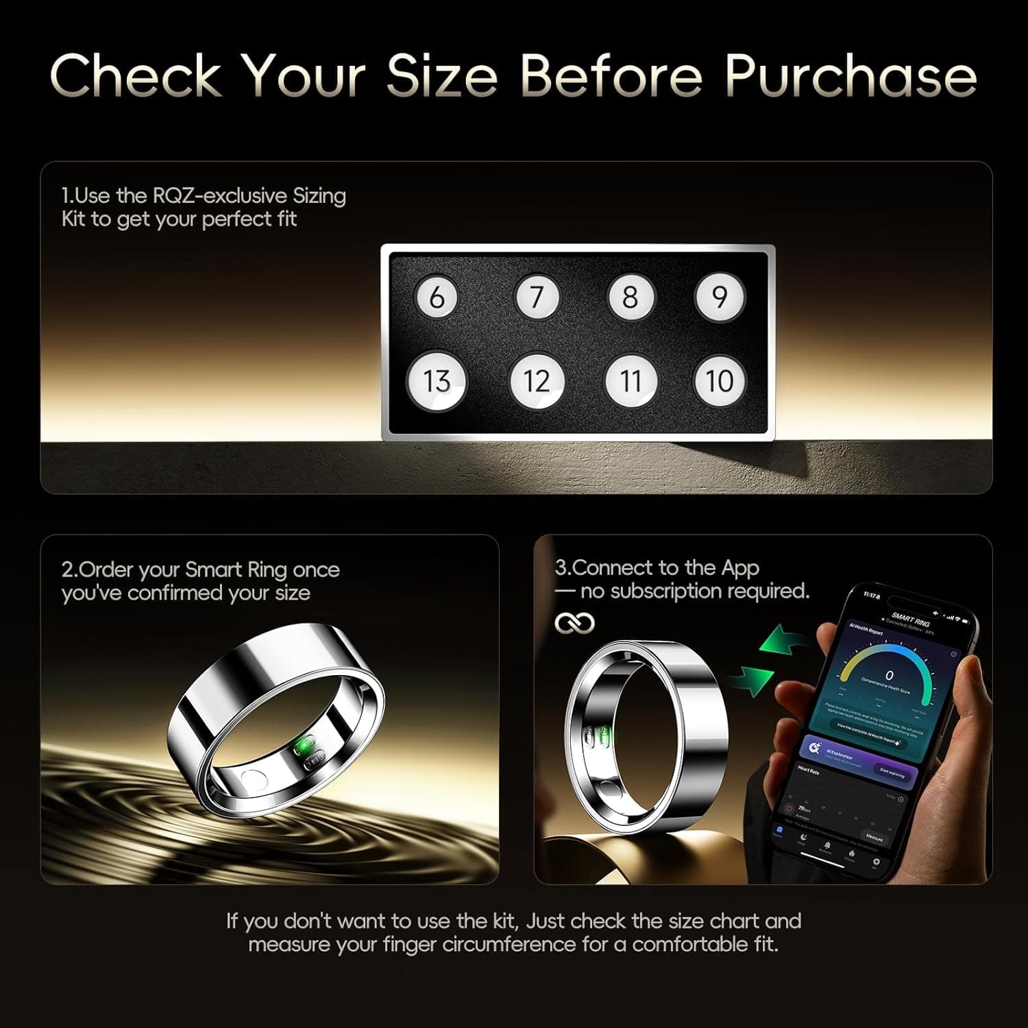 Smart Ring Health Fitness Tracker Size 9 with Sleep and Activity Monitoring, Heart Rate Tracking, Waterproof Design and Companion App — 3 of 5