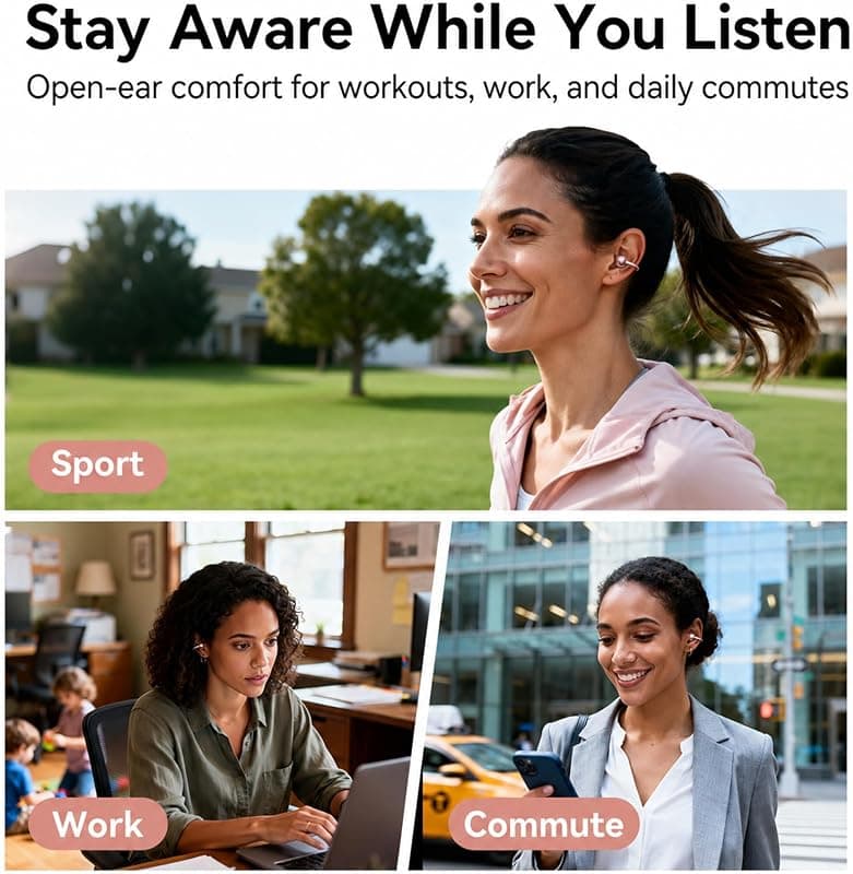 Kinglucky Upgraded Clip-On Earbuds Open Ear Wireless Earbuds with Advanced Bluetooth 6.0 Technology and Secure Comfortable All-Day Fit — 4 of 5