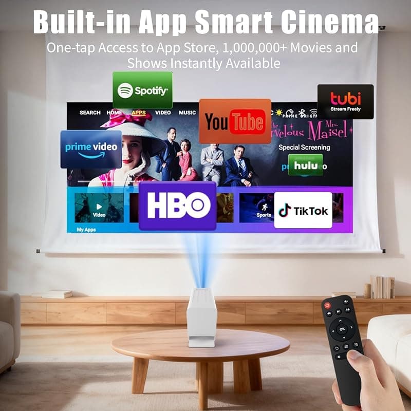 Mini Projector with WiFi and Bluetooth, 4K Supported Smart Projector with Ultra-Clear Display, Compact Portable Design and Built-in Speaker System — 2 of 5
