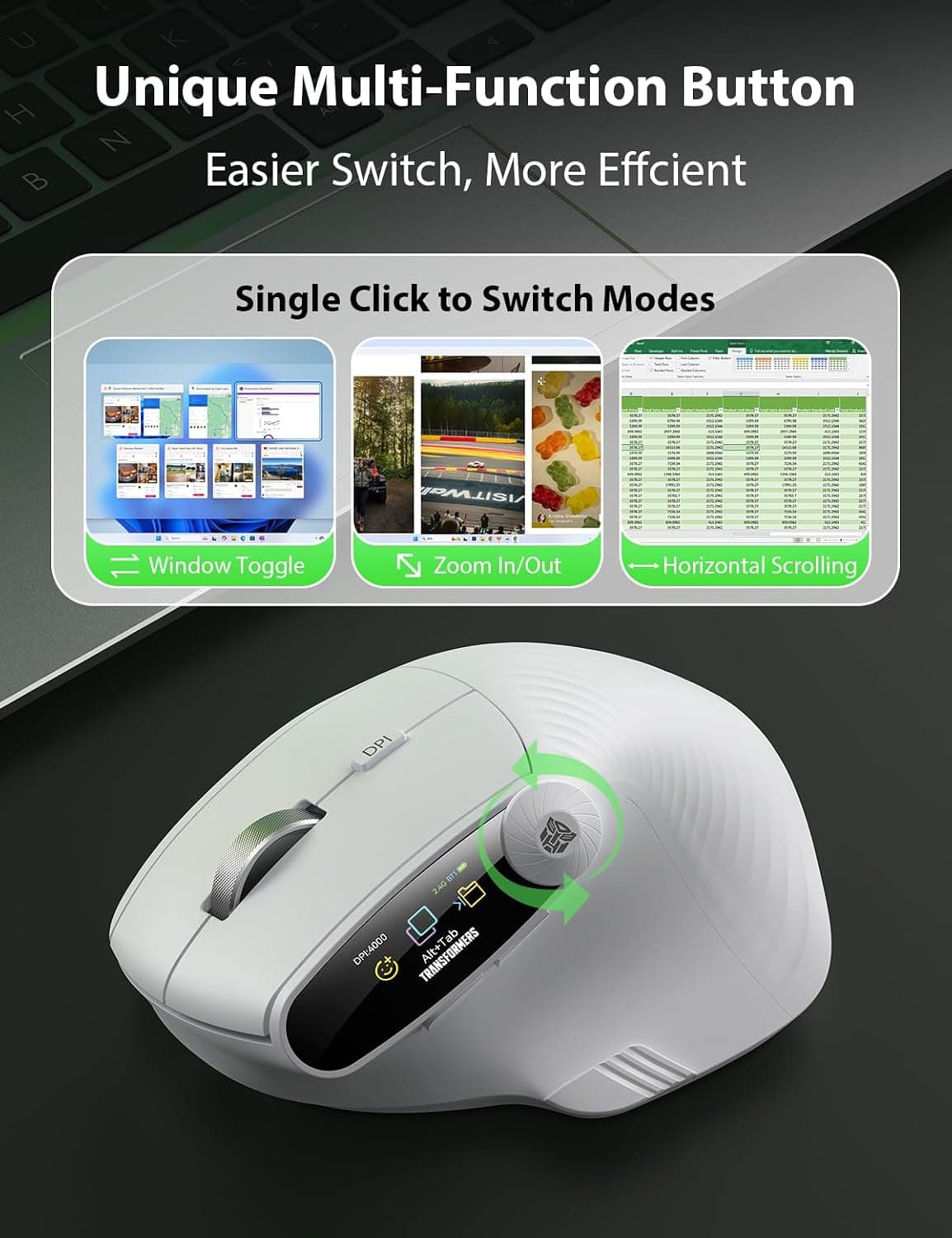 Transformers Vertical Ergonomic Mouse with LED Screen and Adjustable Knob — 4 of 5