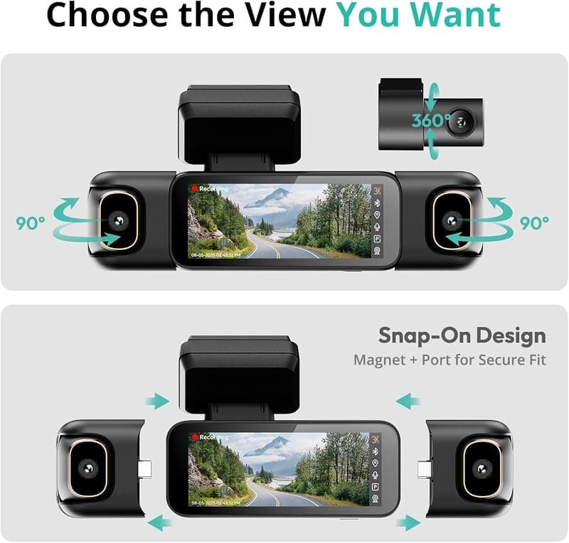 BOTSLAB 4 Channel 360° Dash Cam with Hardwire Kit, 128GB Storage Card, Voice Control Operation and Complete Front Cabin Rear Road Coverage — 5 of 5