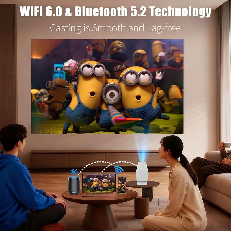 Mini Projector with WiFi and Bluetooth, 4K Supported Smart Projector with Ultra-Clear Display, Compact Portable Design and Built-in Speaker System — 4 of 5