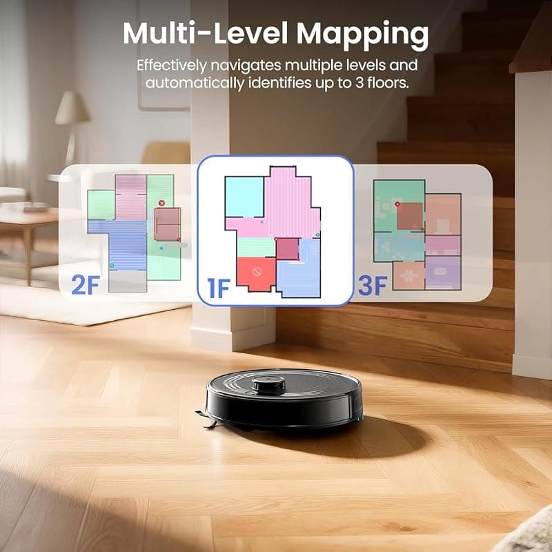 Lefant M2 Plus Black Robot Vacuum and Mop Combo with 75-Day Self-Emptying Base, 6000Pa Suction Power, Multi-Floor Mapping and 140-Minute Runtime — 4 of 5