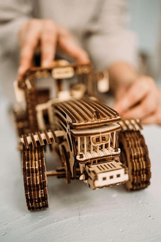 Wood Trick Tractor 3D Wooden Puzzle Kit for Adults to Build featuring Laser-Cut Mechanical Pieces and Moving Gear Mechanisms for Hobbyists — 5 of 5