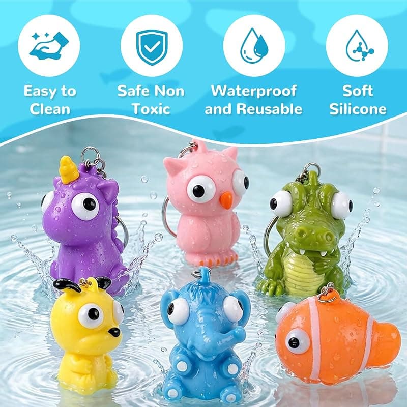 HOZUZER Squishy Keychain for Kids Party Favors with 32 Packs Popping Eyes Animal Keychains, Goodie Bag Stuffers, Pinata Fillers and Classroom Prizes — 4 of 5