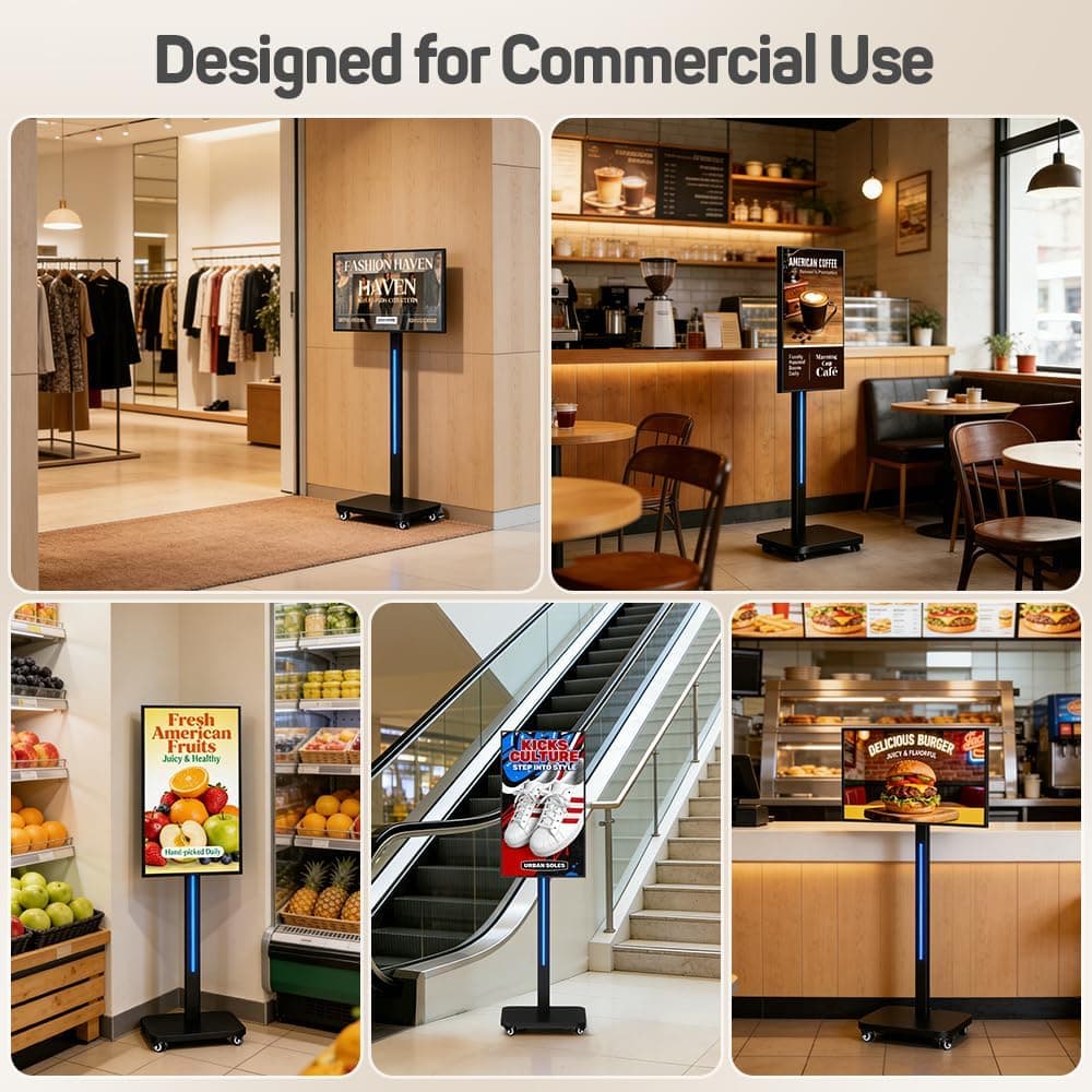 32 Inch Portable Digital Signage Kiosk on Wheels with Mobile Rolling Display Stand and Touchscreen Capability for Business Presentations — 3 of 5