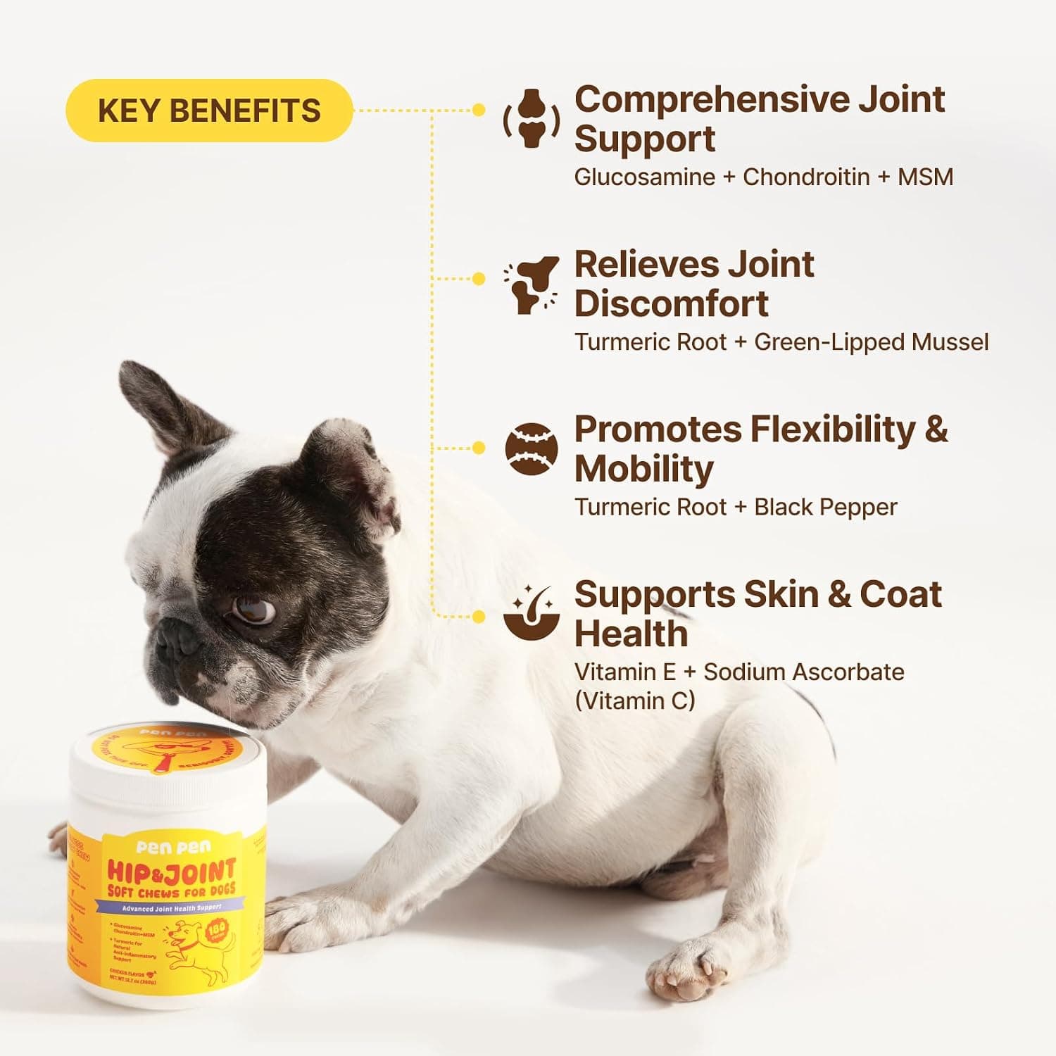 Hip and Joint Chicken Chews for Dogs 180 Count with Premium Natural Flavor and Daily Mobility Support Formula for Canine Joint Health and Longevity — 3 of 5