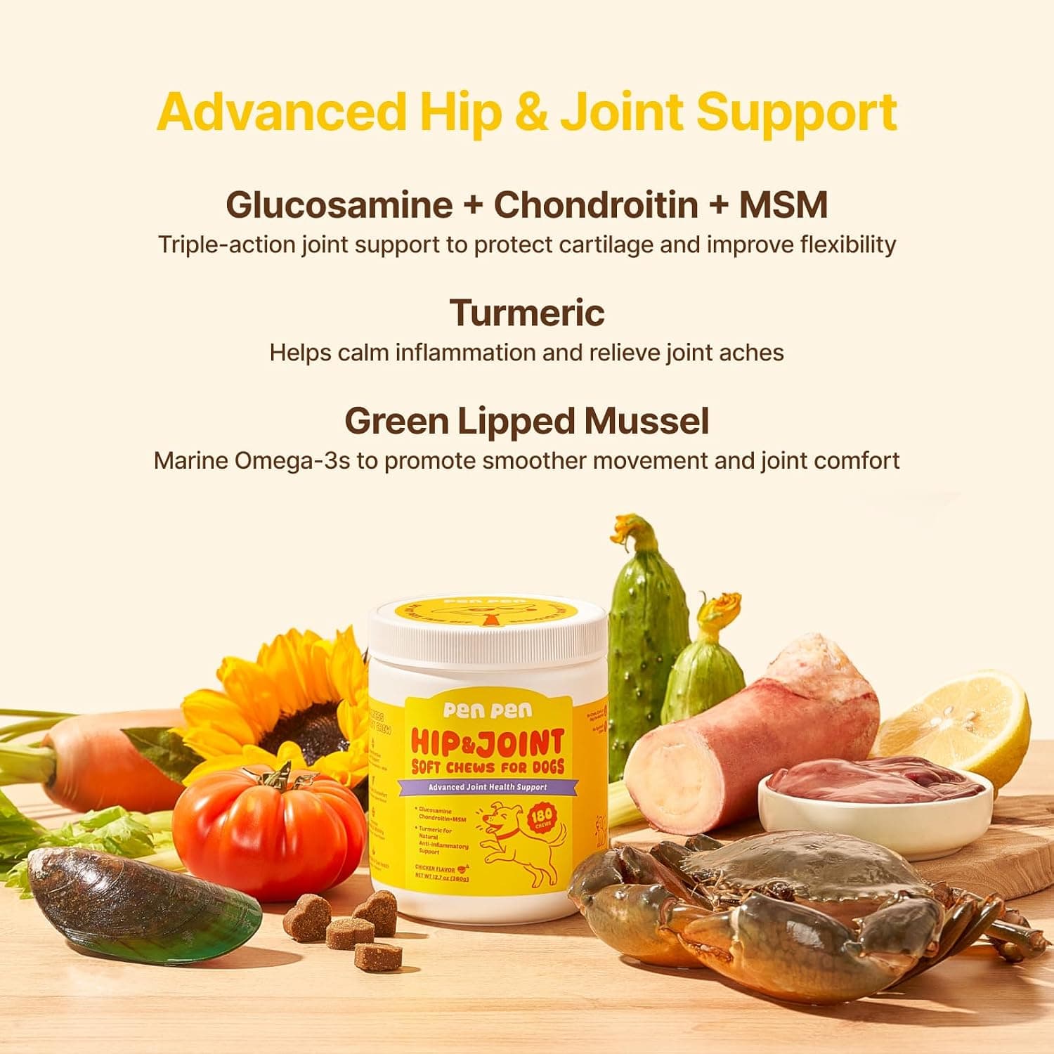 Hip and Joint Chicken Chews for Dogs 180 Count with Premium Natural Flavor and Daily Mobility Support Formula for Canine Joint Health and Longevity — 4 of 5