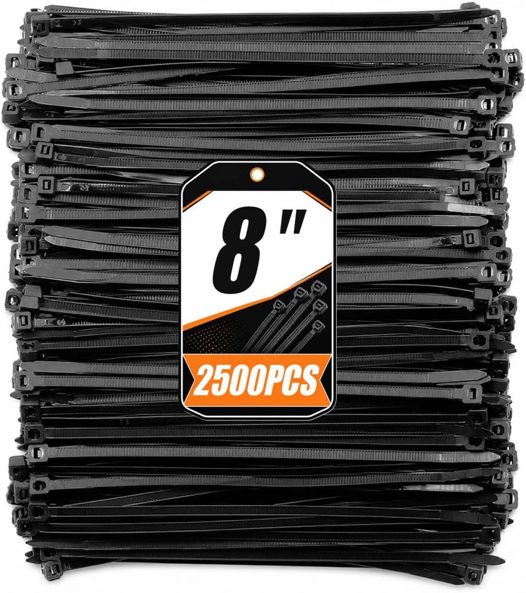 Black Zip Ties 2500-Pack 60 lb Heavy-Duty Industrial Cable Straps, UV-Resistant Nylon Fasteners for Wire Management and Home Improvement Projects — 2 of 5