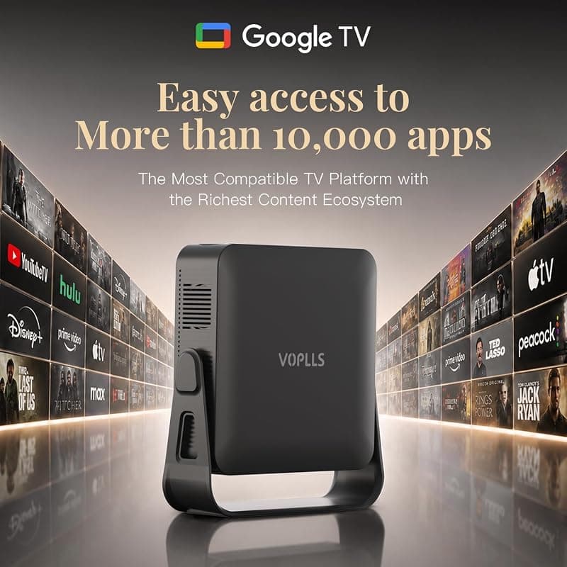 VOPLLS Official Google TV Smart Mini Projector with 4K Support, Built-In WiFi and Bluetooth Connectivity for Seamless Streaming and Entertainment — 4 of 5